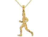 14K Yellow Gold Runner Jogger Charm Pendant Necklace with Chain